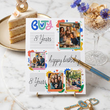 Modern Colourful Doodle Photo Collage Birthday
