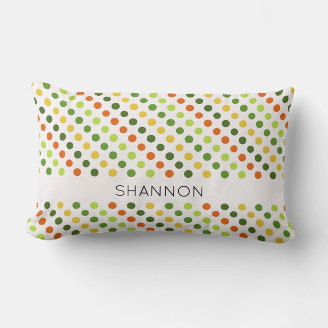 Modern Colourful Dots NAME Irish Fun Decor  Lumbar Pillow (Front)