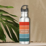 Modern Colourful Earth Colorblock Personalized Nam 710 Ml Water Bottle<br><div class="desc">This colourful and modern design features a colour-block pattern in blue,  brown and orange with your personalized name</div>
