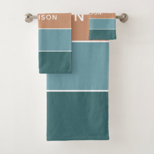 Modern Colourful Earth Colorblock Personalized Nam Bath Towel Set