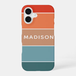 Modern Colourful Earth Colorblock Personalized Nam iPhone 16 Case
