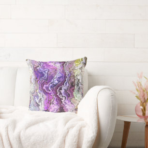 Modern Colourful Eclectic Purple Blue Yellow Throw Pillow