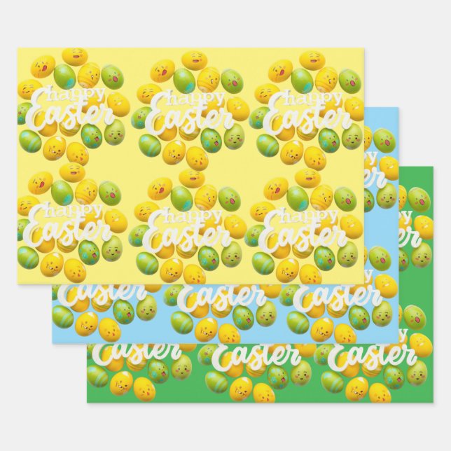 Modern Colourful Egg Pattern Easter Wrapping Paper (Set)