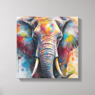 Modern Colourful Elephant Art Canvas Print