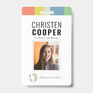Modern Colourful Employee Logo Barcode Photo ID Badge