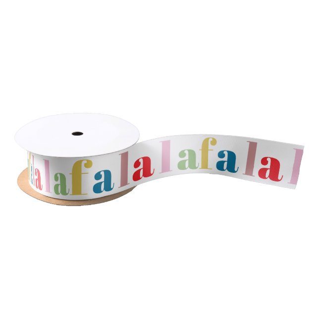 Modern Colourful Fa La La Cute Holiday Satin Ribbon (Spool)
