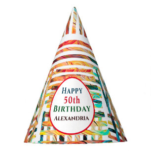 Modern Colourful Fabulous 50th Birthday Personaliz Party Hat