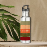 Modern Colourful Fall Colour Block Personalized Na 710 Ml Water Bottle<br><div class="desc">This colourful and modern design features a colour-block pattern in burgundy,  green,  orange and taupe with your personalized name #waterbottles #drinkware #personalizedgifts</div>