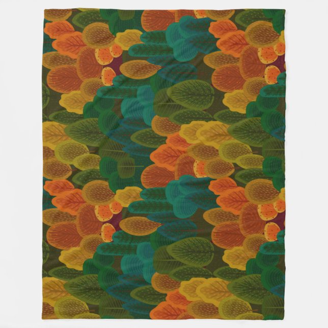 Modern Colourful Fall Trees Fleece Blanket (Front)