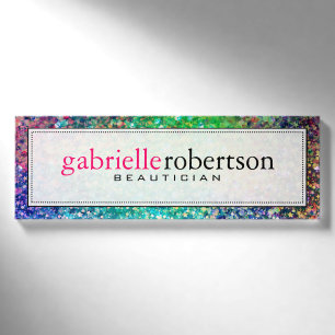 Modern Colourful Faux Glitter Name Tag