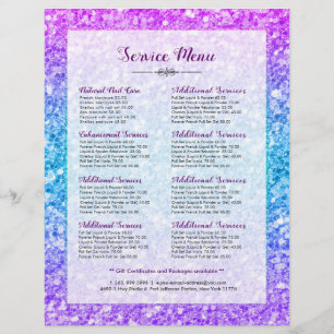 Modern Colourful Faux Glitter Service Price List Flyer