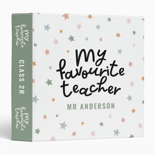 Modern colourful favourite teacher star gift 3 rin binder (Front/Spine)