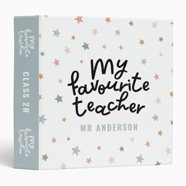 Modern colourful favourite teacher star gift 3 rin binder (Front/Spine)