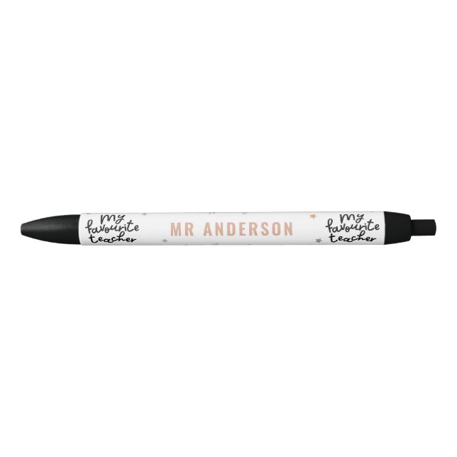 Modern colourful favourite teacher star gift black ink pen (Front)