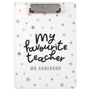 Modern colourful favourite teacher star gift clipboard