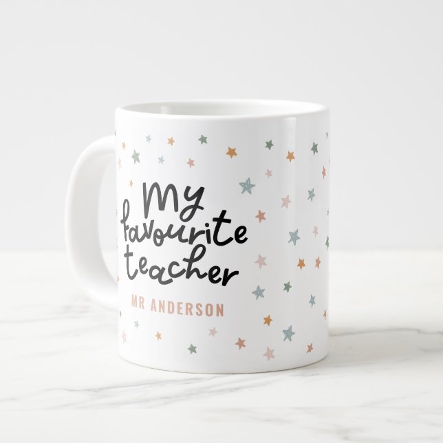 Modern colourful favourite teacher star gift  coff large coffee mug (Front Left)