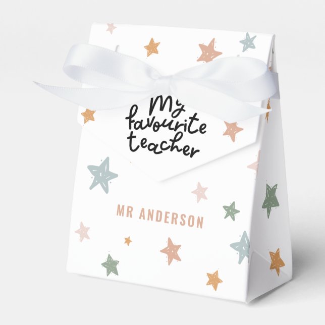 Modern colourful favourite teacher star gift favor box (Front Side)