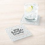 Modern colourful favourite teacher star gift glass coaster<br><div class="desc">Modern colourful favourite teacher star and script text gift.</div>
