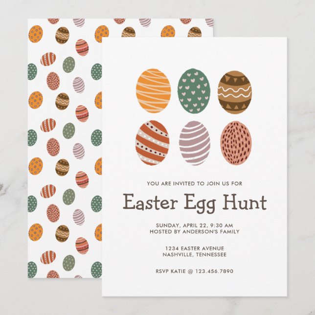 Modern Colourful Fiesta Easter Egg Hunt Invitation (Front/Back)