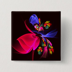 Modern Colourful Floral Abstract Art Pattern #06 2 Inch Square Button