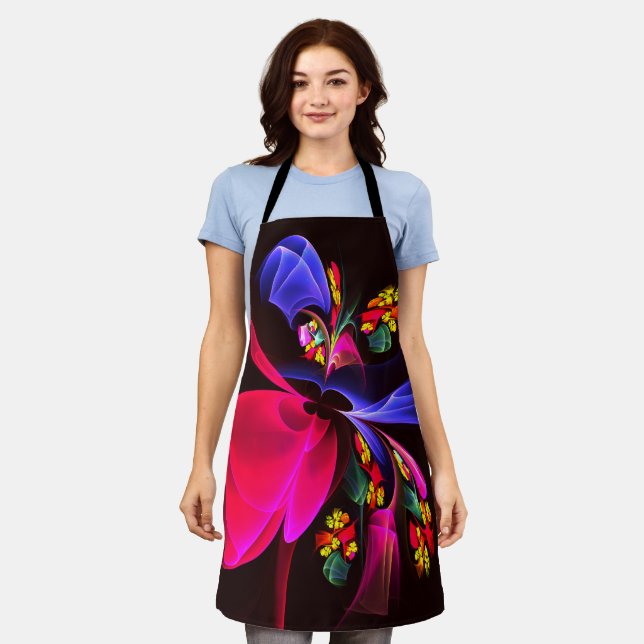 Modern Colourful Floral Abstract Art Pattern #06 Apron (Worn)