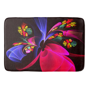 Modern Colourful Floral Abstract Art Pattern #06 Bath Mat