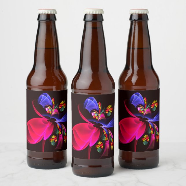 Modern Colourful Floral Abstract Art Pattern #06 Beer Bottle Label (Bottles)