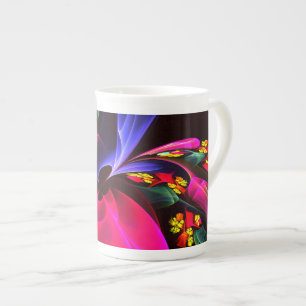 Modern Colourful Floral Abstract Art Pattern #06 Bone China Mug