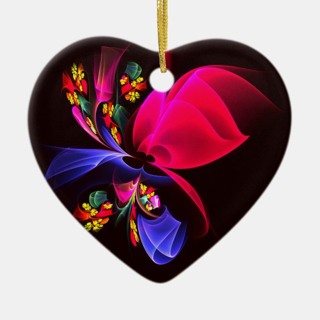 Modern Colourful Floral Abstract Art Pattern #06 Ceramic Ornament (Front)