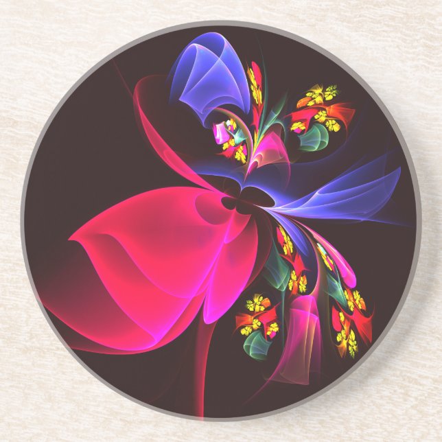 Modern Colourful Floral Abstract Art Pattern #06 Coaster (Front)