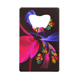 Modern Colourful Floral Abstract Art Pattern #06 Credit Card Bottle Opener