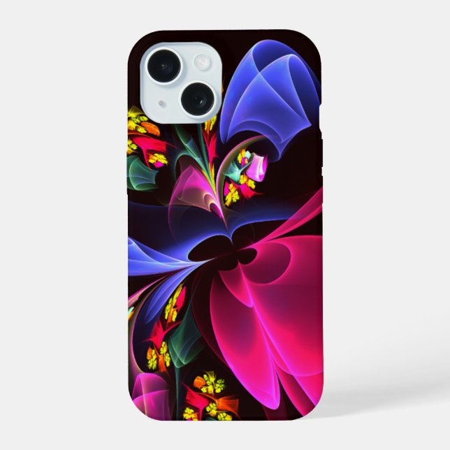 Modern Colourful Floral Abstract Art Pattern #06 iPhone 15 Case (Back)