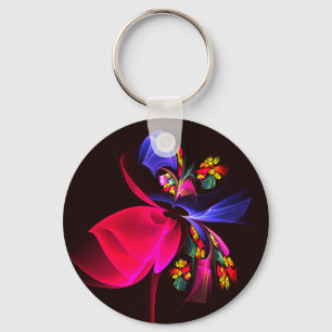 Modern Colourful Floral Abstract Art Pattern #06 Keychain