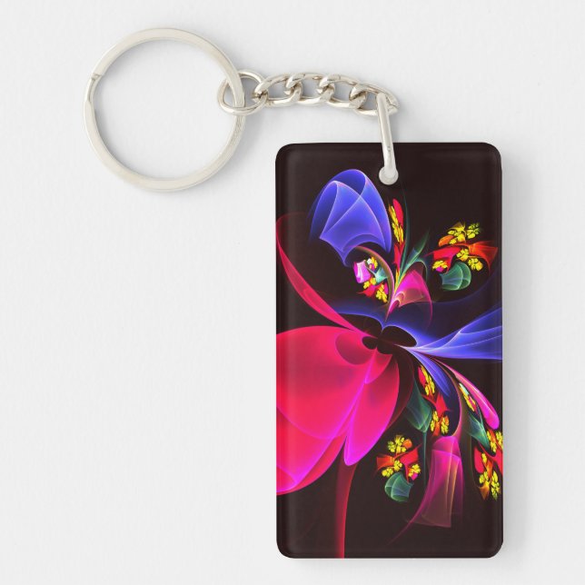 Modern Colourful Floral Abstract Art Pattern #06 Keychain (Front)