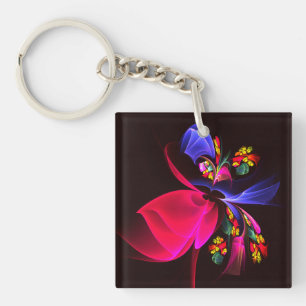 Modern Colourful Floral Abstract Art Pattern #06 Keychain