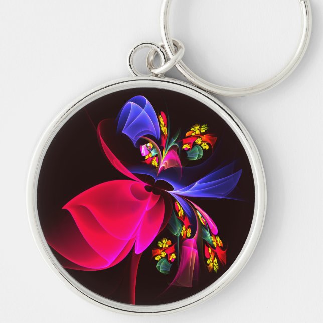 Modern Colourful Floral Abstract Art Pattern #06 Keychain (Front)