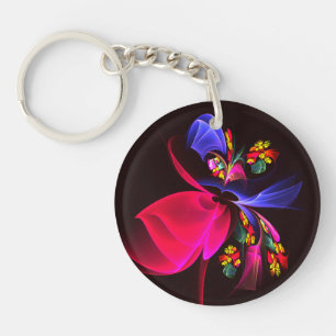Modern Colourful Floral Abstract Art Pattern #06 Keychain