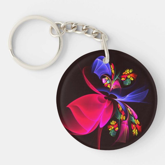 Modern Colourful Floral Abstract Art Pattern #06 Keychain (Front)