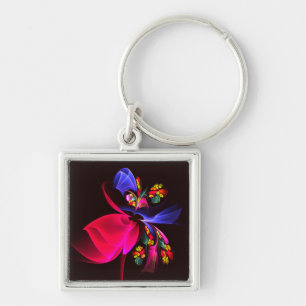 Modern Colourful Floral Abstract Art Pattern #06 Keychain