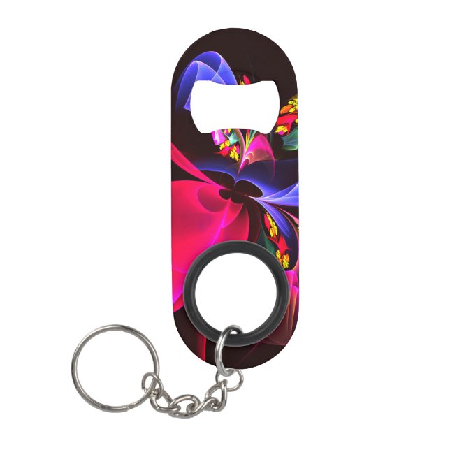 Modern Colourful Floral Abstract Art Pattern #06 Keychain Bottle Opener (Front)