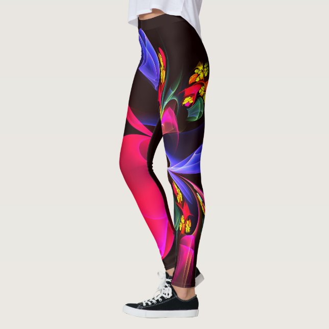 Modern Colourful Floral Abstract Art Pattern #06 Leggings (Left)
