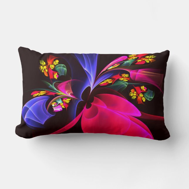 Modern Colourful Floral Abstract Art Pattern #06 Lumbar Pillow (Front)