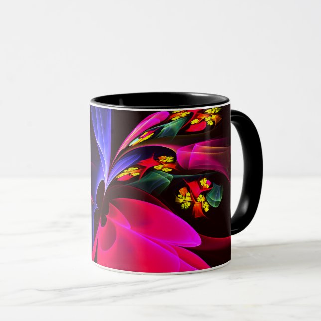 Modern Colourful Floral Abstract Art Pattern #06 Mug (Front Right)