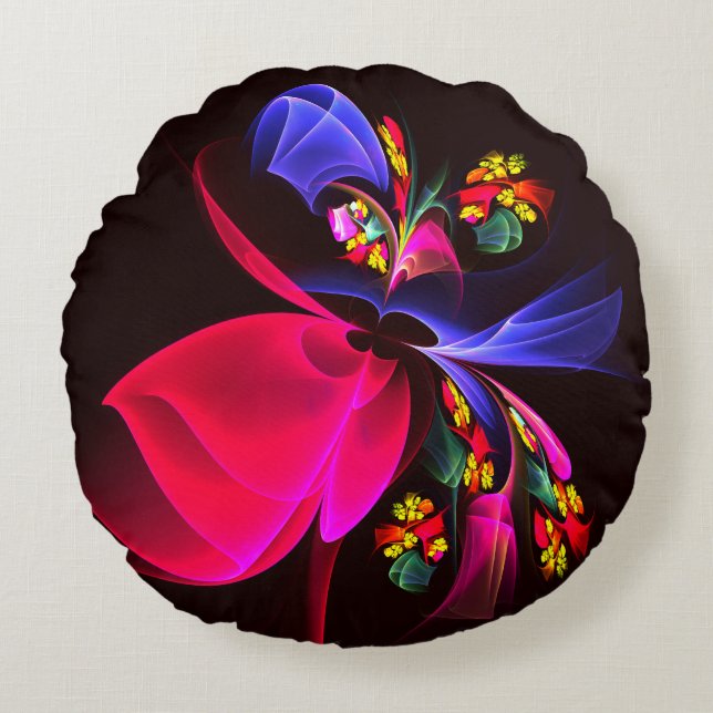 Modern Colourful Floral Abstract Art Pattern #06 Round Pillow (Front)