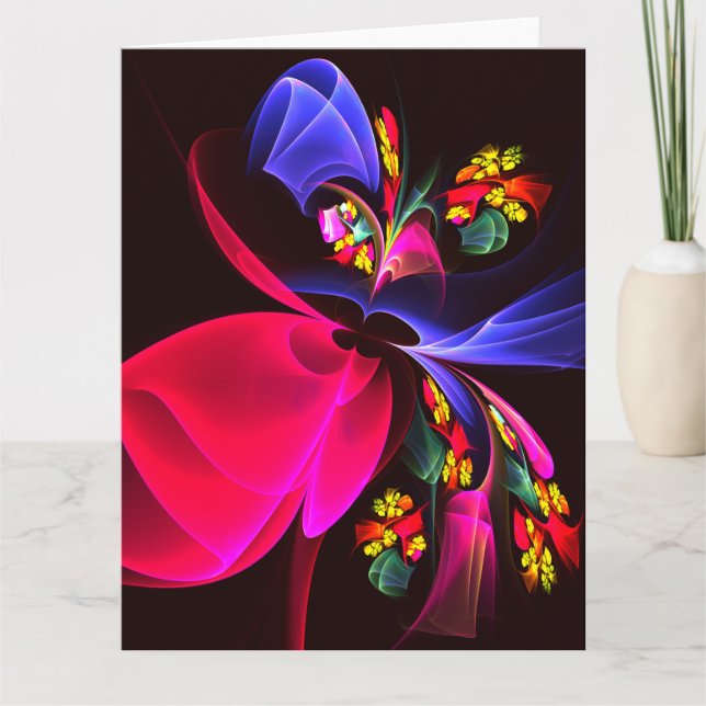 Modern Colourful Floral Abstract Art Pattern #06 Thank You Card (Front)