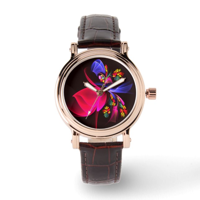 Modern Colourful Floral Abstract Art Pattern #06 Watch (Front)