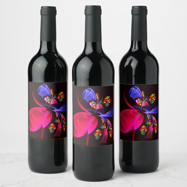 Modern Colourful Floral Abstract Art Pattern #06 Wine Label (Bottles)