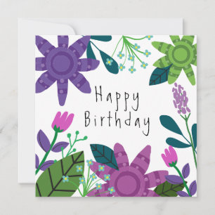 Modern Colourful Floral Birthday Card