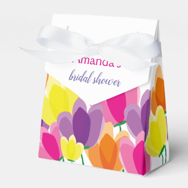 Modern Colourful Floral Bridal Shower  Favor Box (Front Side)