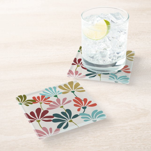 Modern Colourful Floral Coaster (Angled)